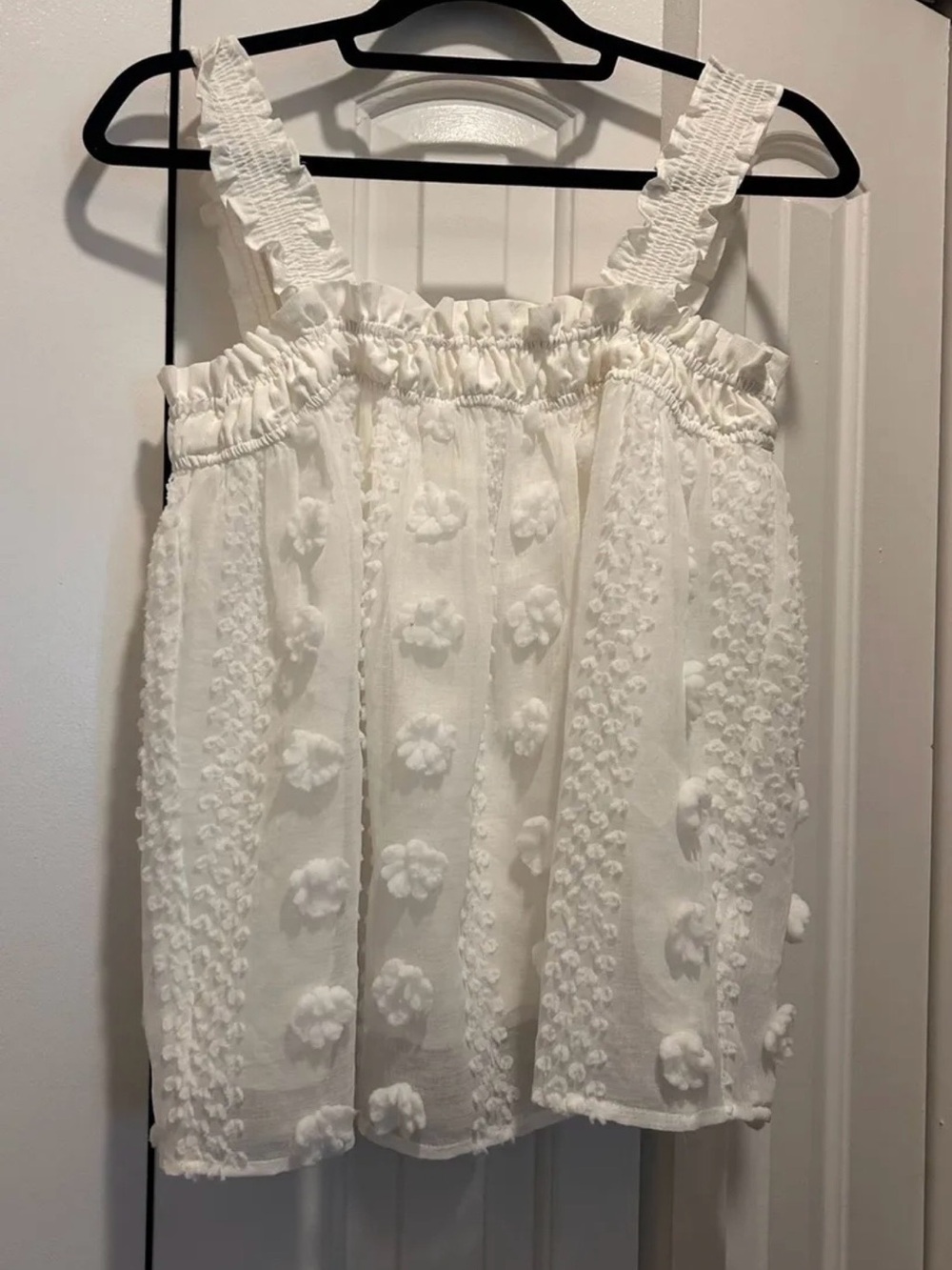 Elodie White Floral Pom-Pom Top